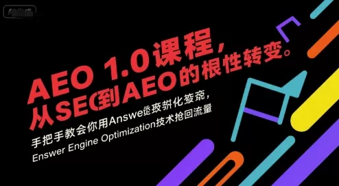 AEO 1.0 课程,从SEO到AE0的基命性转变,手把手教会你用AnswerEngineOptimization技术抢回流量(更新)-鹊桥梦网创