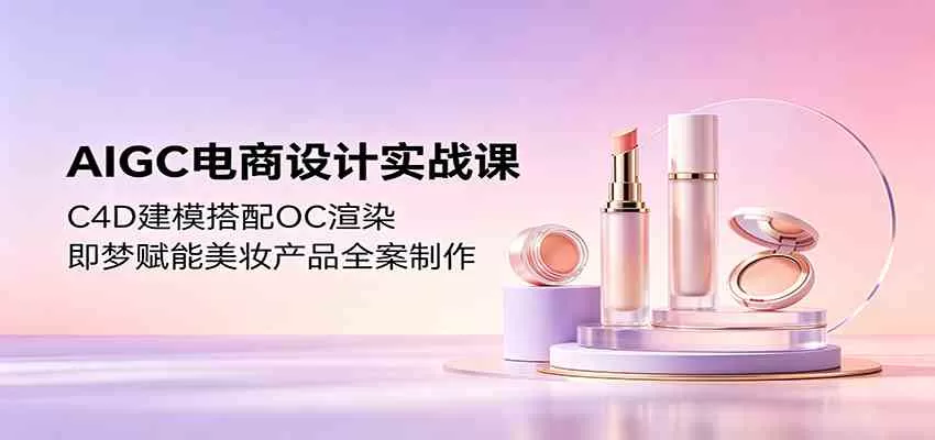 AIGC电商设计实战课：C4D建模搭配OC渲染，即梦赋能美妆产品全案制作-鹊桥梦网创