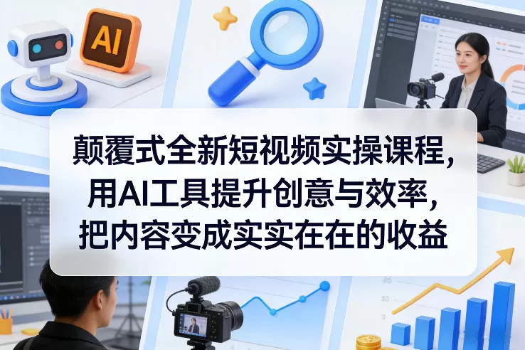 颠覆式全新短视频实操课程，用AI工具提升创意与效率，把内容变成实实在在的收益-鹊桥梦网创