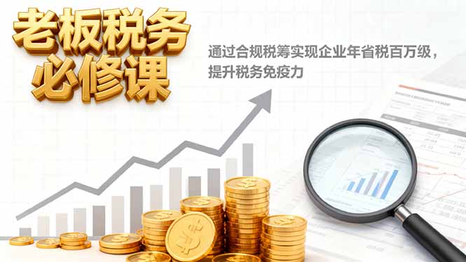 老板税务必修课，通过合规税筹实现企业年省税百万级，提升税务免疫力-鹊桥梦网创
