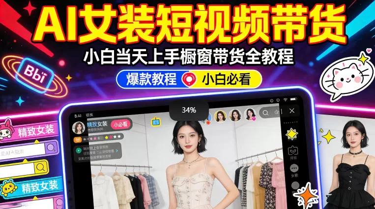 AI女装短视频橱窗带货:小白零门槛当天上手,高佣金爆款轻松賺!-鹊桥梦网创