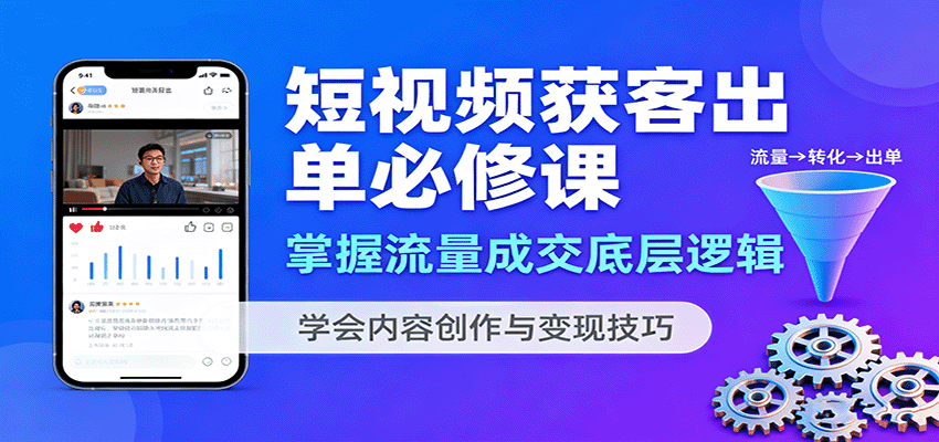 短视频获客出单必修课：掌握流量成交底层逻辑，学会内容创作与变现技巧-鹊桥梦网创