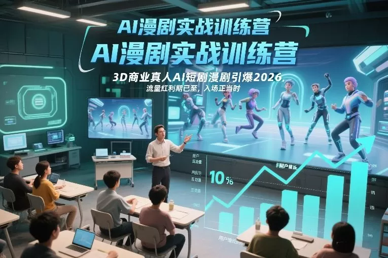 AI漫剧实战训练营，3D商业真人AI短剧漫剧引爆2026，流量红利期已至，入场正当时-鹊桥梦网创
