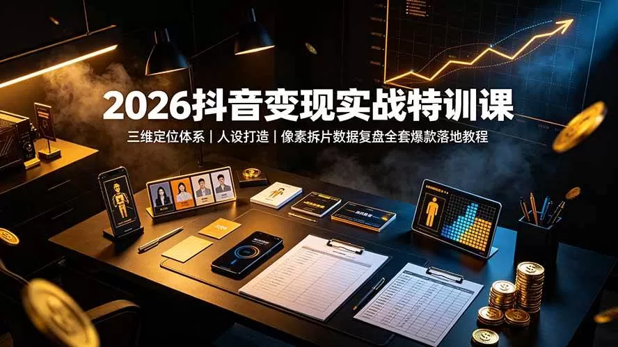 (19419期)2026抖音变现实战特训课:三维定位体系|人设打造|像素拆片数据复盘全套爆款落地教程-鹊桥梦网创