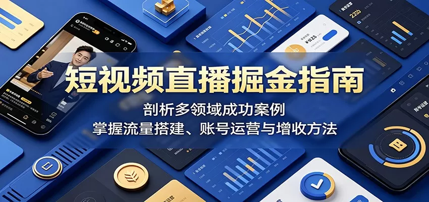 短视频直播掘金指南:剖析多领域成功案例,掌握流量搭建、账号运营与增收方法-鹊桥梦网创
