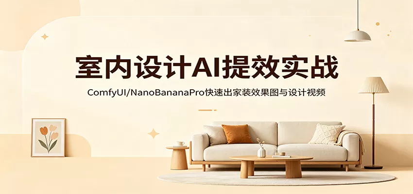 室内设计AI提效实战：ComfyUI/NanoBananaPro快速出家装效果图与设计视频-鹊桥梦网创
