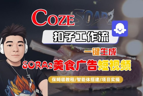 Coze扣子智能体工作流一键生成“SORA2美食广告“短视频,全流程保姆级教学-鹊桥梦网创