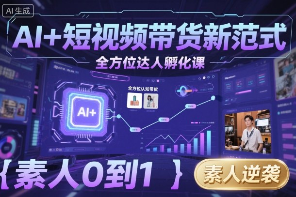 AI+短视频带货新范式全方位达人孵化课，素人也可以从0到1，全方位认知短视频带货-鹊桥梦网创