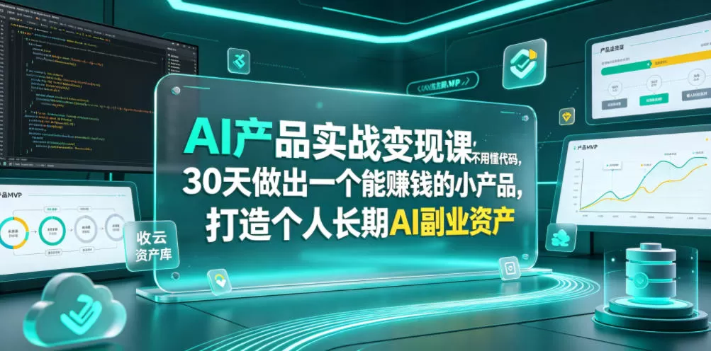 AI产品实战变现课，不用懂代码，30天做出一个能賺钱的小产品，打造个人长期AI副业资产-鹊桥梦网创