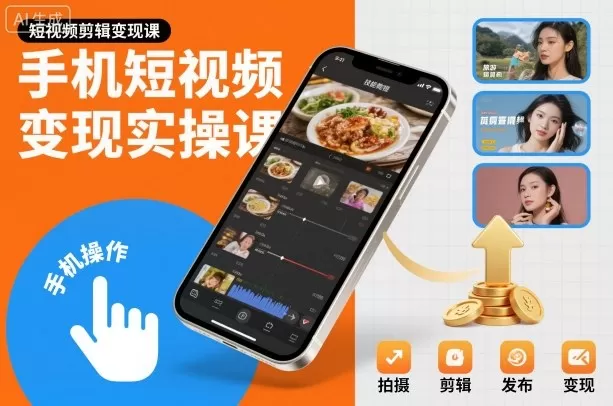 手机短视频变现实操课，短视频剪辑变现课-鹊桥梦网创