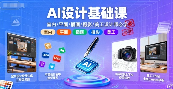 AI设计基础课,室内、平面、插画、摄影、美工设计师必学的-鹊桥梦网创