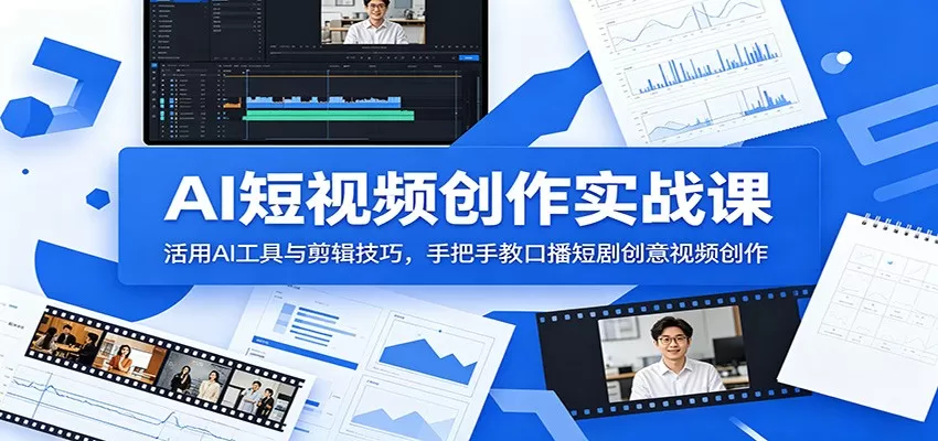 AI短视频创作实战课:活用AI工具与剪辑技巧,手把手教口播短剧创意视频创作-鹊桥梦网创