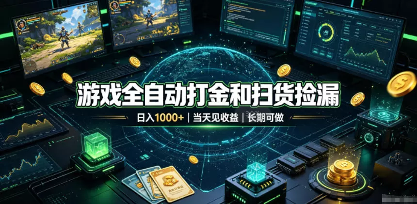 游戏全自动打金和扫货捡漏,日入1k+,当天见收益,长期可做!【揭秘】 游戏全自动打金和扫货捡漏,日入1k+,当天见收益,长期可做!【揭秘】