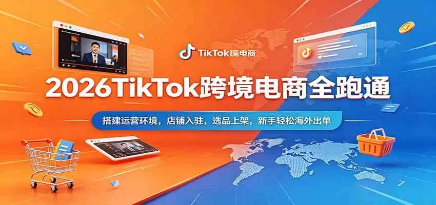 2026TikTok跨境电商全跑通：搭建运营环境，店铺入驻，选品上架，新手轻松海外出单-鹊桥梦网创