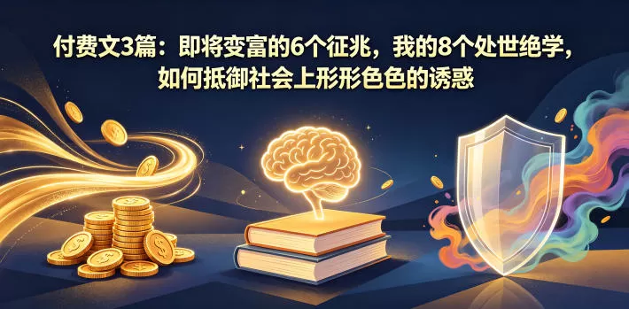 付费文3篇：即将变富的6个征兆，我的8个处世绝学，如何抵御社会上形形色色的诱惑-鹊桥梦网创