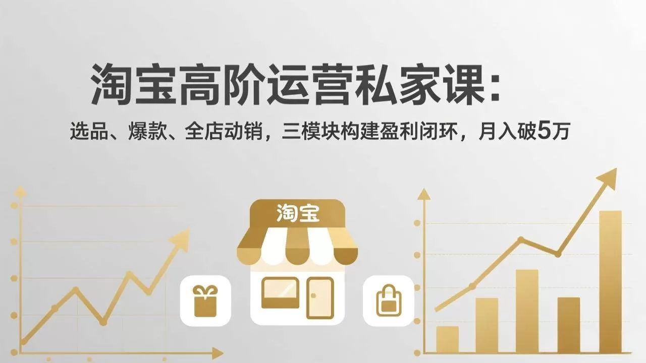 (17904期)淘宝高阶运营私家课(更新26年4月):选品、爆款、全店动销,三模块构建盈利闭环,月入破5万-鹊桥梦网创