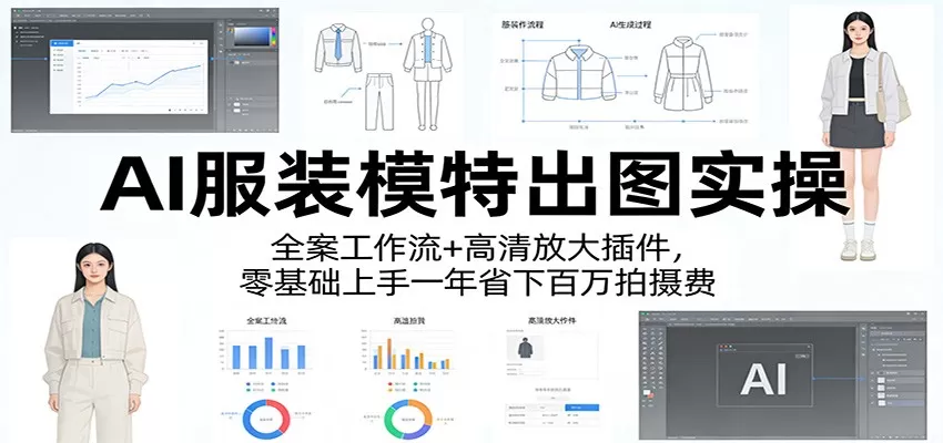 AI服装模特出图实操：全案工作流+ 高清放大插件，零基础上手一年省下百万拍摄费