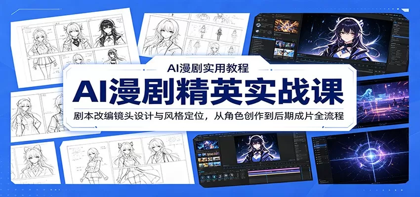 AI漫剧精英实战课:剧本改编镜头设计与风格定位,从角色创作到后期成片全流程 AI漫剧精英实战课:剧本改编镜头设计与风格定位,从角色创作到后期成片全流程