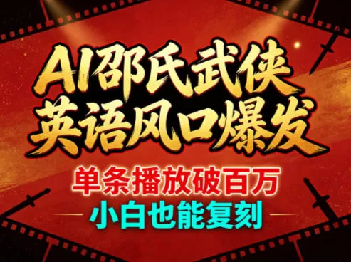 AI邵氏武侠英语风口爆发，单条播放破百万，小白也能复刻-鹊桥梦网创