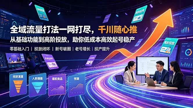 全域流量打法一网打尽，千川随心推从基础功能到高阶投放，助你低成本高效起号稳产-鹊桥梦网创