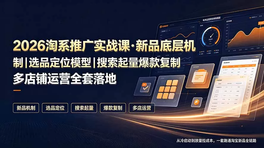 2026淘系推广实战课·新品底层机制｜选品定位模型｜搜索起量爆款复制多店铺运营全套落地教程-鹊桥梦网创