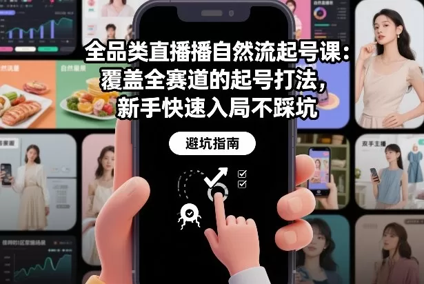 全品类直播自然流起号课：覆盖全赛道的起号打法，新手快速入局不踩坑-鹊桥梦网创