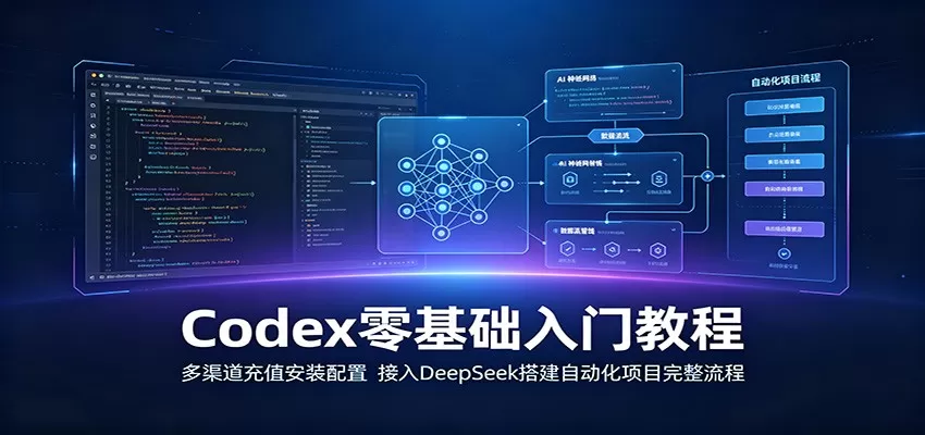 Codex零基础入门教程：多渠道充值安装配置，接入DeepSeek搭建自动化项目完整流程