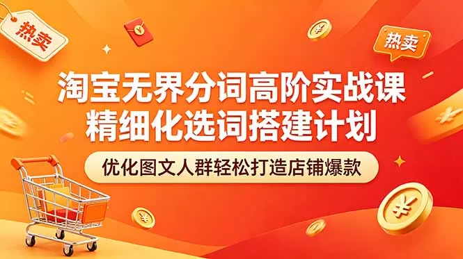 淘宝无界分词高阶实战课 精细化选词搭建计划 优化图文人群轻松打造店铺爆款-鹊桥梦网创