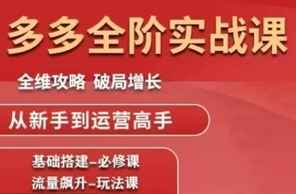 大炮·拼多多全阶实战课程(更新2026)-鹊桥梦网创