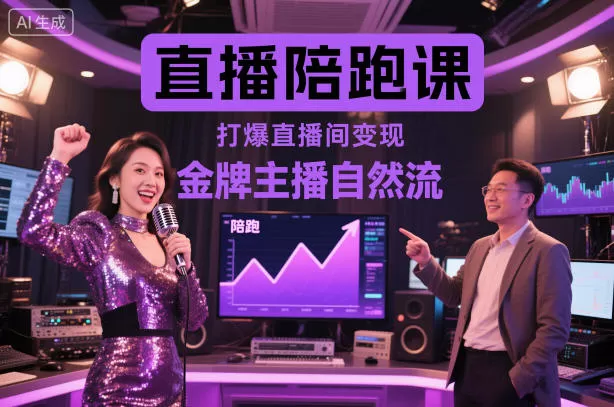 直播陪跑课，金牌主播自然流打爆直播间，复制高变现玩法-鹊桥梦网创