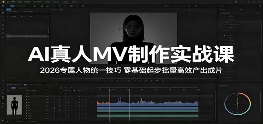 AI真人MV制作实战课：2026专属人物统一技巧，零基础起步批量高效产出成片-鹊桥梦网创