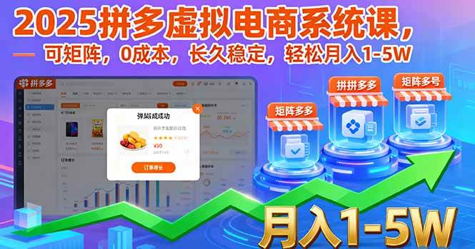 （16088期）2025拼多多虚拟电商系统课，可矩阵，0成本，长久稳定，轻松月入1-5W-鹊桥梦网创
