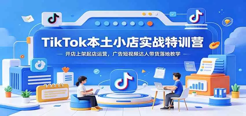 TikTok本土小店实战特训营:开店上架起店运营,广告短视频达人带货落地教学-鹊桥梦网创