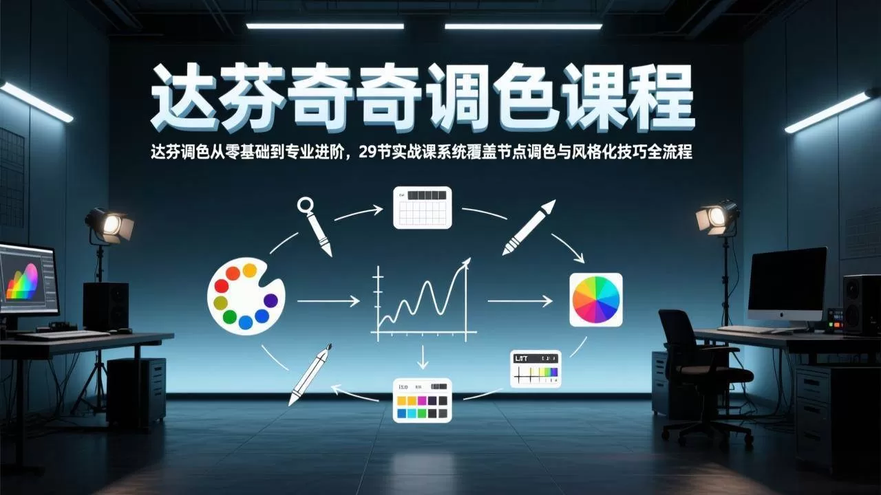 （17484期）达芬奇调色从零基础到专业进阶，29节实战课系统覆盖节点调色与风格化技巧全流程-鹊桥梦网创