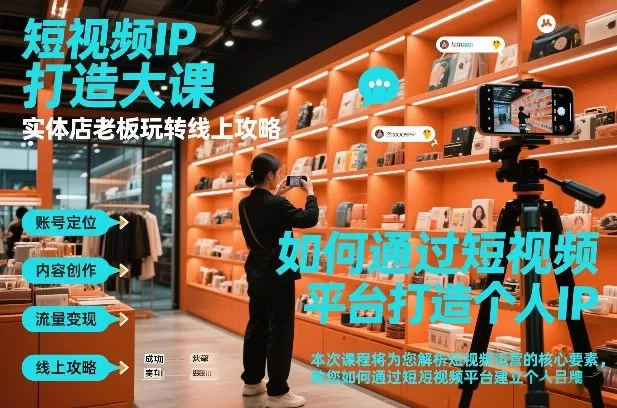 短视频ip打造大课，实体店老板玩转线上攻略-鹊桥梦网创