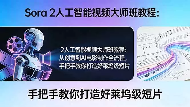 （17688期）Sora 2人工智能视频大师班教程：从创意到AI电影制作全流程，手把手教你打造好莱坞级短片-鹊桥梦网创