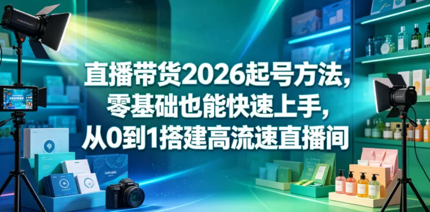 直播带货2026起号方法，零基础也能快速上手，从0到1搭建高流速直播间-鹊桥梦网创
