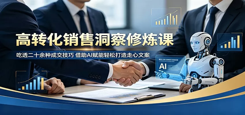 高转化销售洞察修炼课：吃透二十余种成交技巧，借助AI赋能轻松打造走心文案-鹊桥梦网创