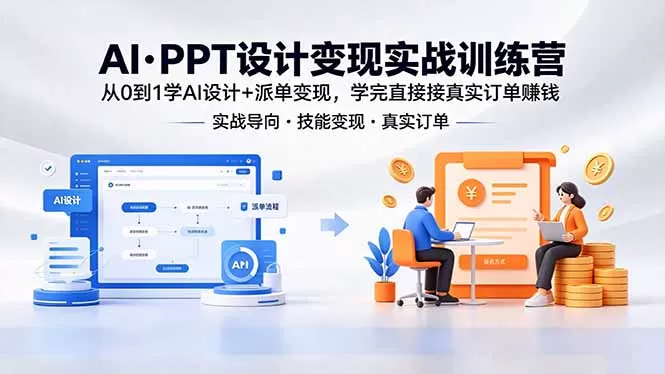 AI·PPT设计变现实战训练营，从0到1学AI设计+派单变现，学完直接接真实订单赚钱-鹊桥梦网创