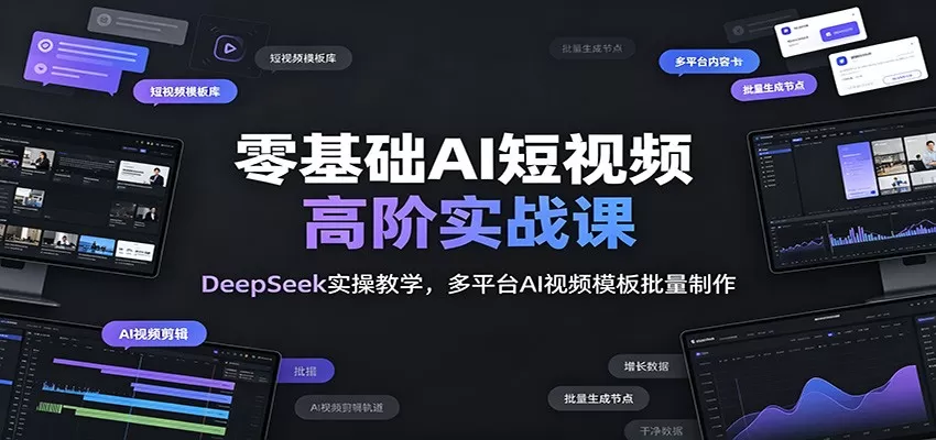 零基础AI短视频高阶实战课:DeepSeek实操教学,多平台AI视频模板批量制作 零基础AI短视频高阶实战课:DeepSeek实操教学,多平台AI视频模板批量制作