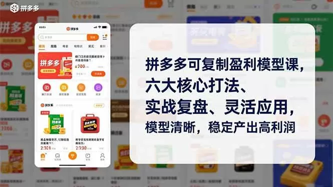 （16952期）拼多多可复制盈利模型课，六大核心打法、实战复盘、灵活应用，模型清晰，稳定产出高利润-鹊桥梦网创