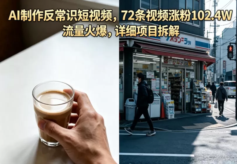 AI制作反常识短视频,72条视频涨粉102.4W,流量火爆,详细项目拆解-鹊桥梦网创