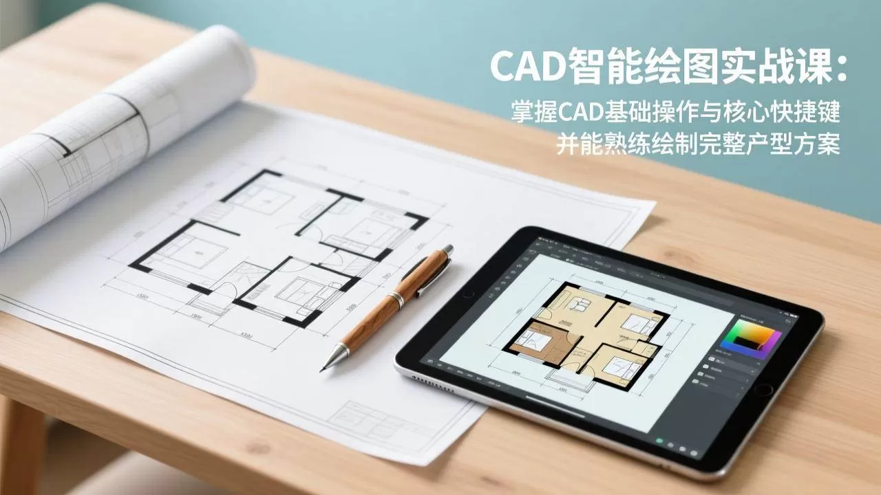 （17348期）CAD智能绘图实战课：掌握CAD基础操作与核心快捷键，并能熟练绘制完整户型方案-鹊桥梦网创