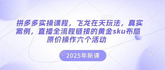 拼多多实操课程，飞龙在天玩法，真实案例，直播全流程链接的黄金sku布局原价操作六个活动-鹊桥梦网创