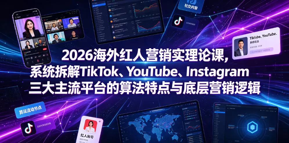 2026海外红人营销实理论课,系统拆解TikTok、YouTube、Instagram三大主流平台的算法特点与底层营销逻辑-鹊桥梦网创