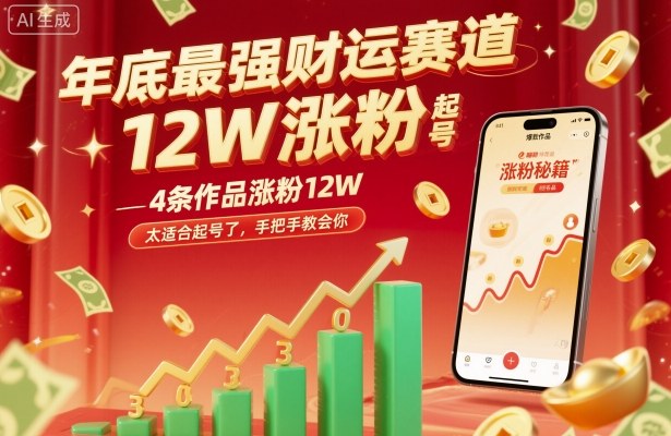 年底最强财运赛道,4条作品涨粉12W,太适合起号了,手把手教会你-鹊桥梦网创
