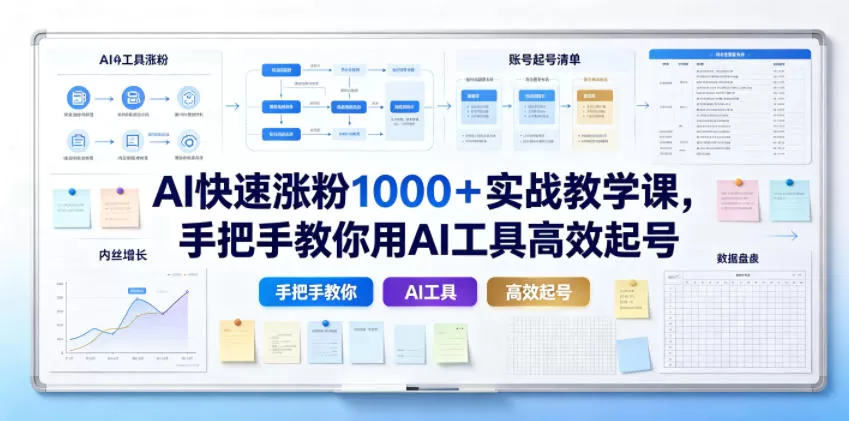 AI快速涨粉1000+实战教学课,手把手教你用AI工具高效起号-鹊桥梦网创