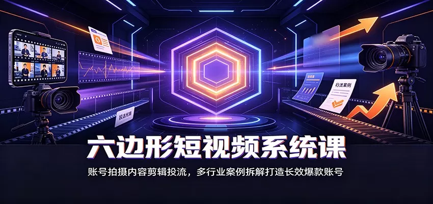 六边形短视频系统课:账号拍摄内容剪辑投流,多行业案例拆解打造长效爆款账号 六边形短视频系统课:账号拍摄内容剪辑投流,多行业案例拆解打造长效爆款账号