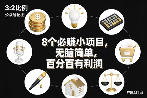 （17101期）8个必赚小项目，无脑简单，百分百有利润，副业首选，日入300+-鹊桥梦网创