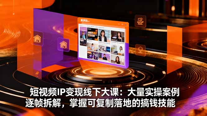 短视频IP变现线下大课：大量实操案例逐帧拆解，掌握可复制落地的搞钱技能-鹊桥梦网创